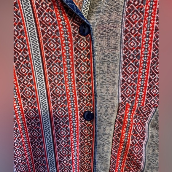 G Collection Striped collared maxi dress. Button front w/ slits. Size M - Picture 9 of 11